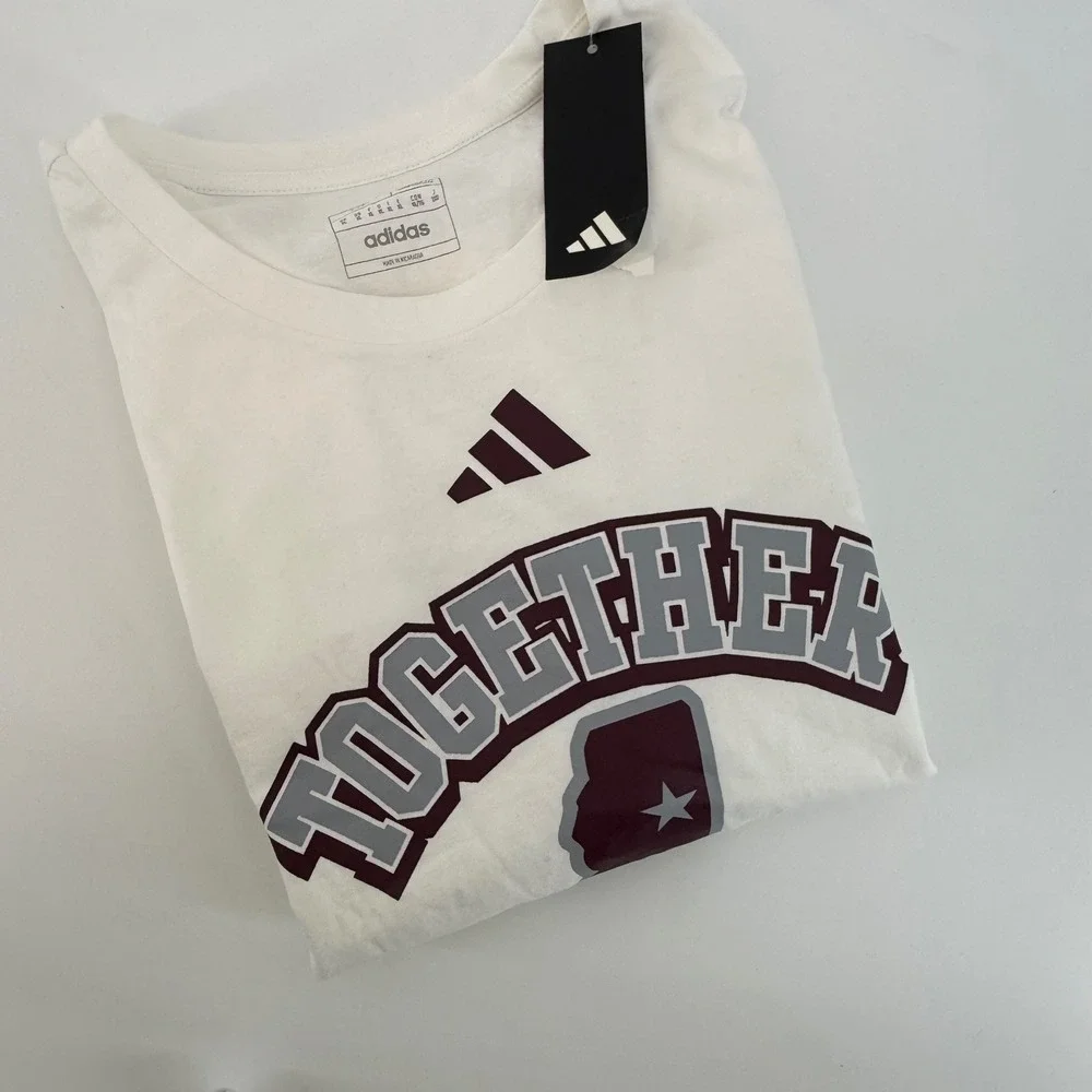 Adidas Bulldog Basketball Mississippi State University Graphic‎ Tee White XL